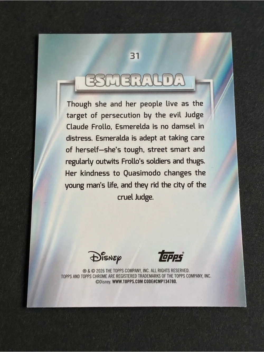 Esmeralda X-Fractor 2026 Topps Chrome Disney #31 Hunchback of Notre Dame Card